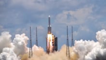 Liftoff of the Tianwen-1 spacecraft atop a Long March 5 from Wenchang, July 23, 2020.